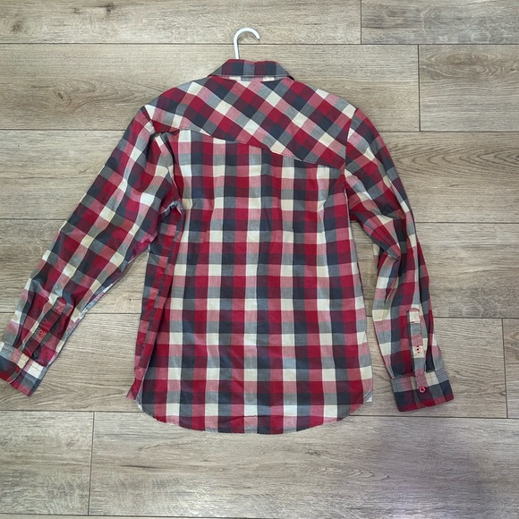 Men's Plaid Shirt - Red, Green, and Beige - Picture 2 of 2